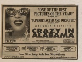 Crazy In Alabama Vintage Movie Print Ad Melanie Griffith TPA10 - £4.66 GBP