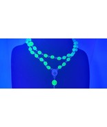 Rosary Genuine Uranium glass necklace vaseline beads vintage jewelry #24015 - $819.97 MXN