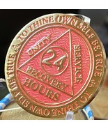24 Hours AA Medallion Reflex Pink Gold Plated Sobriety Chip - $14.99