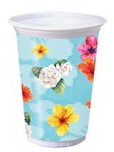 Blue Hibiscus Aloha Beach Luau Pool Party 8 Ct 16 oz Plastic Cups - $3.95