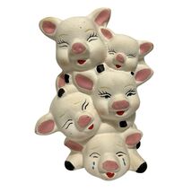 Stacked Pig Faces Ceramic Bank Cute Piggy Bank 5.5” Expressions Happy Sl... - $20.09 CAD
