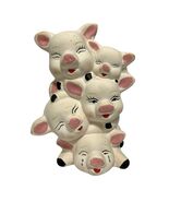 Stacked Pig Faces Ceramic Bank Cute Piggy Bank 5.5” Expressions Happy Sl... - $20.09 CAD