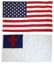 3X5 3&#39;X5&#39; Wholesale Combo Usa American &amp; Christian Christ Flag Grommets - £23.17 GBP