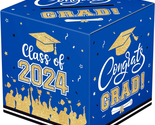 Graduation Card Box 2024 - Congrats Grad Card Boxes Holder, Blue and Gol... - $22.48