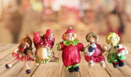 Vintage Paper Mache Clown Doll Christmas Ornaments Silly Rare Whimsical Happy - £47.44 GBP