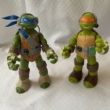 2Teenage Mutant Ninja Turtles Leonardo &amp;  Michaelangelo Action Figure 11... - £18.33 GBP