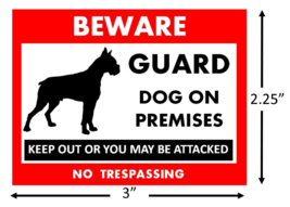 BEWARE Guard Dog On Premises Security Warning Stickers / 6 Pack + FREE S... - $5.75