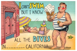 I Cant Swim But I Know All The Dives California Funny Postcard - £5.49 GBP