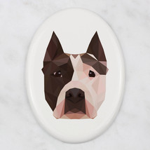 A ceramic tombstone plaque with a Amstaff dog. Art-Dog geometric dog - £7.85 GBP