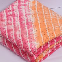 Shibori Printed Kantha Quilt Tie Dye Soft Blanket Handmade Bohemian Bedding Thro - £64.33 GBP