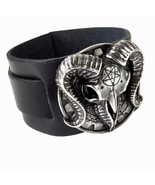 Alchemy Gothic Gears of Aiwass Leather Wrist Strap Bracelet Ram Skull Pu... - $72.42 CAD
