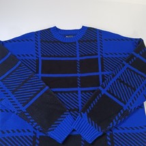 ASOS Design Men's Blue & Black Long Sleeve Flannel Pullover Sweater Size Medium image 13