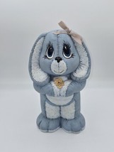 Vintage Hand Painted Ceramic Blue Bunny Easter Coin Bank Fluffy Tail 9.5” - £16.32 GBP