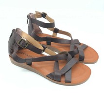 Lucky Brand Hadzy Sandals Flat Strappy Leather Zipper Brown Size 6 - £30.28 GBP