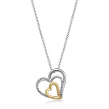 18K Gold-over-Silver and Sterling Silver Diamond Accent Triple Heart Necklace - £38.09 GBP