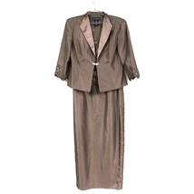VTG CACHET 2 PC. DRESS WITH JACKET SZ 10 MOB Maxi Embroidered Sequin Bro... - $115.83