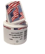 200 USPS Forever Postage Stamps US Flags 2022  2 Sealed Rolls of 100 - $84.79