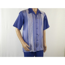 Men MONTIQUE 2pc Walking Leisure Suit Matching Set Short Sleeve 2227 Purple image 4