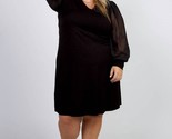 Karen Kane Sheer Sleeve Mini Dress - Plus Black - $153.05 CAD
