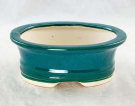 Oval Green Glazed Mame Shohin Bonsai Pot, Cactus &amp; Succulent Planter + Mesh  - £10.40 GBP+