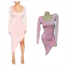 Naked Wardrobe Cutout Long Sleeve Dress Two Tone Pink Extra Small XS NEW... - $640.30 MXN