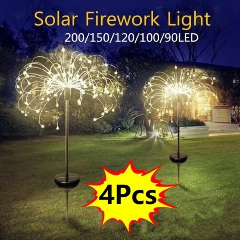 Solar Firework Lights Outdoor Waterproof DIY Shine String 90 /120/150/200 LED fo - $185.67