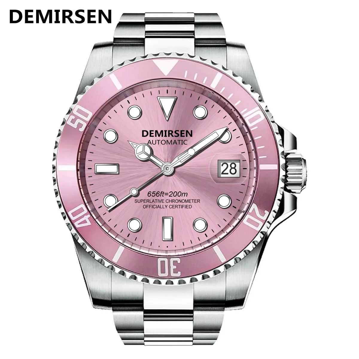 Luxury Brand Dress Automatic Watch Business Pink Stainless Steel Waterpr... - $117.34