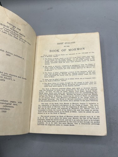 The Book of Mormon, 1950, Copyright 1948, The Hand of Mormon Upon Plates Vintage Item image 9