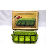 Vintage INDIANA GLASS Olive Green 5-Part Relish Tray #0856 UNUSED + Orig... - $558.57 MXN