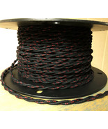 Cloth Covered Twisted Wire - Black w/ Red Tracer, Vintage Style Fabric L... - £1.09 GBP