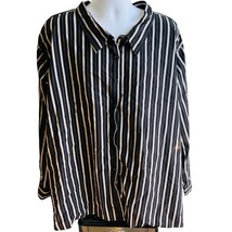 ⚡ Silhouettes Oversized Striped Button Up Shirt Black White Cotton 6X - $26.59