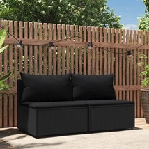  Patio Middle Sofa Black PE rattan Standard Adjustable Feet - $6,028.70 MXN
