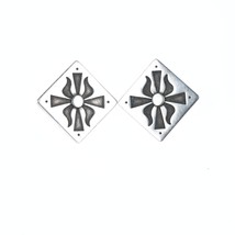 Large Retro Native American Sterling Clip-on Earrings CP - £66.17 GBP