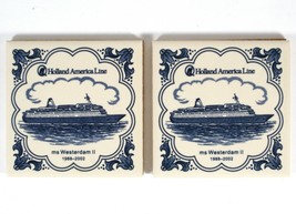 Two Holland America Line Westerdam II Tile Coasters Ceramic with Cork Backing - £10.58 GBP