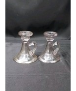 Early American Style Glass Finger Handled Candle Holders Light Amethyst ... - $17.75