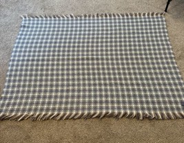 Pendleton Blue Fringed Blanket 100% Virgin Wool Made in USA 53”x 67” Vintage - £85.10 GBP