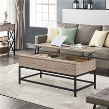 47 Inch Lift-Top Coffee Table With Hidden Storage Compartments And Metal Legs - £125.17 GBP