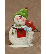 Kohl&#39;s Glitter Snowman Bird Tree Metal Picture Frame Stand Holds 3x3&quot; Ph... - €8,20 EUR