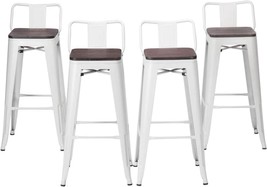 Haobo Home Modern Industrial Metal Bar Stool, 24&quot;, Low Back White Wooden... - £135.08 GBP