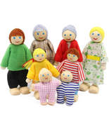 Lovely Happy Dollhouse Dolls Family Set of 8 Wooden Figures for Children... - £14.94 GBP