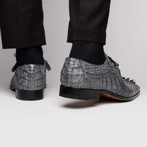 Cancun Genuine Caiman Crocodile Dress Derby's Shoes Gray image 8