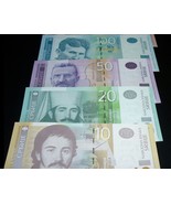 Serbia Dinar Banknotes Set 10, 20, 50, 100 Dinara Tesla, UNC - €9,81 EUR
