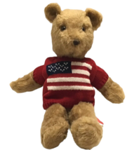 Vintage Teddy Bear Plush Wearing Patriotic Flag Sweater B Moss Co Original Tags - £15.48 GBP