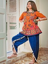 Kedia set Navratri Garba Gujrati dance Elephant Embroidery top,Tulip Pan... - $38.16