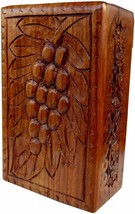 Indian Fine Wooden Carving Graps Design Jewelry Box Handmade  - £30.59 GBP