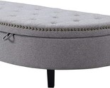 Jacqueline Tufted Grey Soft Brushed Linen Half Moon Storage Ottoman With... - $269.99