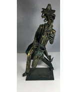 Brass Metal Sculpture Jazz Saxophone Rustic Folk Man Signed Grum 9” Tall... - £31.54 GBP