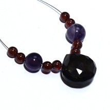 Smoky Quartz Red Garnet Amethyst Faceted Heart Beads Natural Loose Gemstone - £5.42 GBP