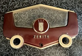 Vintage Zenith Console Radio Front Face Plate Panel Maroon Gold Clean - $24.75
