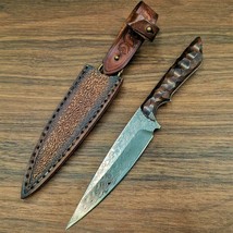 Exotic Design Handmade Forged VG10 Damascus Steel Fixed Blade Outdoor Kn... - $98.01